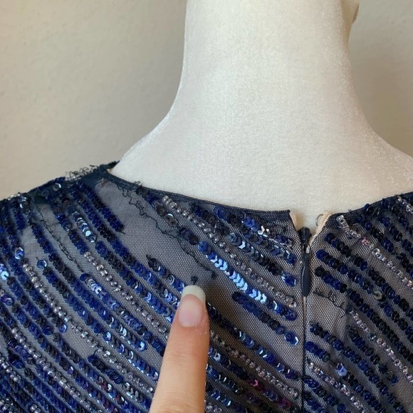 NWT Parker Petra Blue Beaded Mini Dress Size 4 - Picture 9 of 11